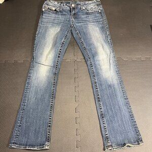 Vigoss Womens Dallas Slim Boot Jeans Size 10 Distressed Denim With Embellished P